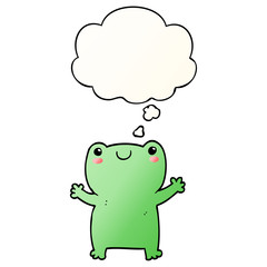 cute cartoon frog and thought bubble in smooth gradient style