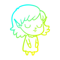 cold gradient line drawing cartoon elf girl