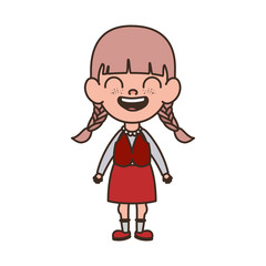 student girl standing smiling on white background