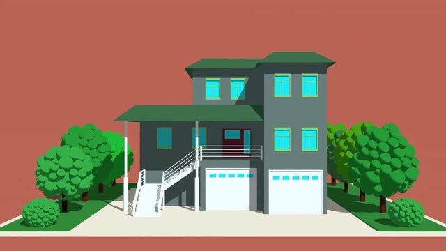 Isolated flipping cartoony houses