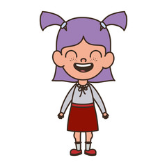 student girl standing smiling on white background