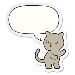 cartoon cat and speech bubble sticker