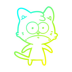 cold gradient line drawing cartoon nervous cat