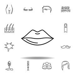 set of human organs lips outline icon. Signs and symbols can be used for web, logo, mobile app, UI, UX