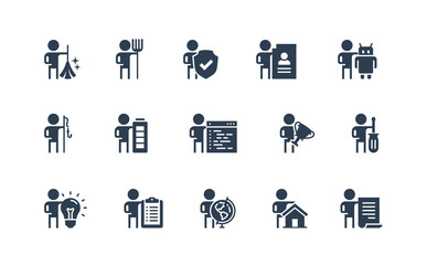 People and Professions, Activities, Occupation Vector Icon Set