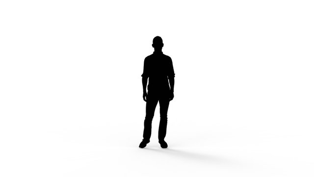 3d rendering of the silhouette of a person isolated in white background