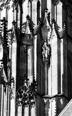 Facade decoration of Saint Vitus Cathedral - black and white photo