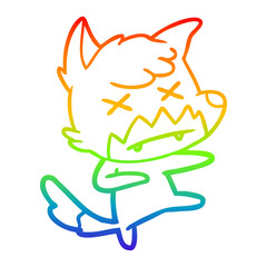 rainbow gradient line drawing cartoon dead fox