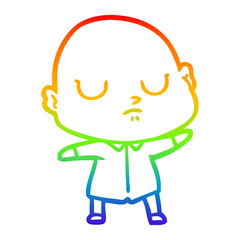 rainbow gradient line drawing cartoon bald man