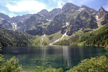 Naklejka na ściany i meble Sea Eye lake in the Polish Tatras. Lake of the top five best lakes in the world