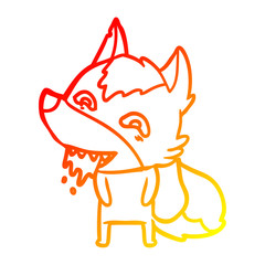 warm gradient line drawing cartoon hungry wolf