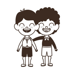 silhouette of students boys standing on white background