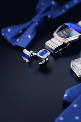 luxury men's cufflinks close up.