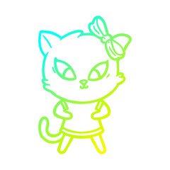 cold gradient line drawing cartoon cat