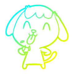 cold gradient line drawing cute cartoon dog