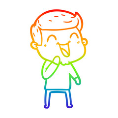 rainbow gradient line drawing cartoon man laughing