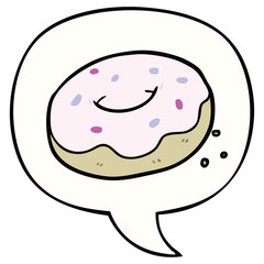 cartoon donut and sprinkles and speech bubble