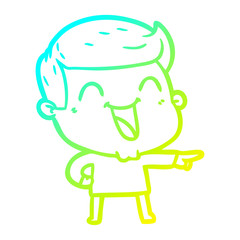 cold gradient line drawing cartoon man laughing
