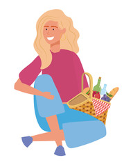 Woman cartoon having picnic design