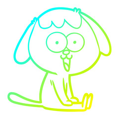 cold gradient line drawing cute cartoon dog