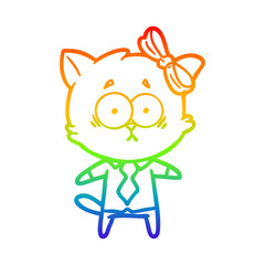 Fototapeta premium rainbow gradient line drawing cartoon cat