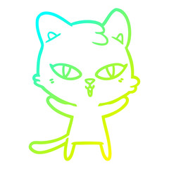 cold gradient line drawing cartoon cat