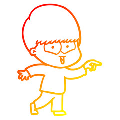 warm gradient line drawing cartoon happy boy
