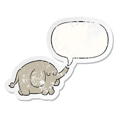 cartoon elephant and speech bubble distressed sticker