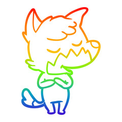 rainbow gradient line drawing friendly cartoon fox