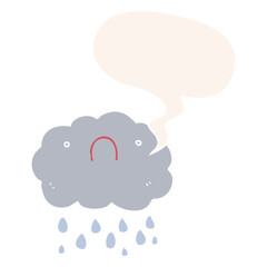 cute cartoon cloud and speech bubble in retro style