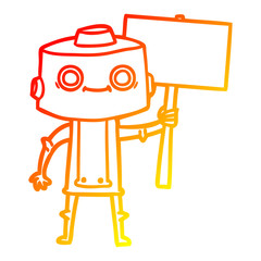 warm gradient line drawing cartoon robot