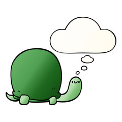 cute cartoon tortoise and thought bubble in smooth gradient style