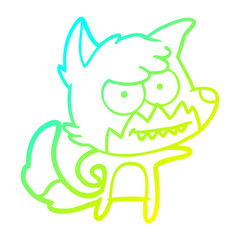 cold gradient line drawing cartoon grinning fox
