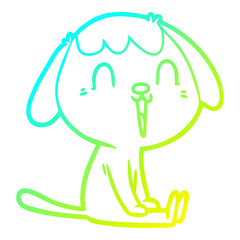 cold gradient line drawing cute cartoon dog