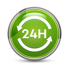 24 hours update icon elegant green round button vector illustration