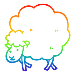 rainbow gradient line drawing cartoon sheep