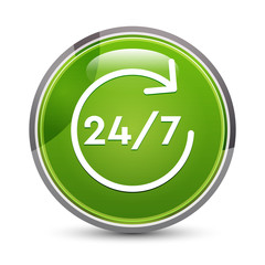 24/7 rotate arrow icon elegant green round button vector illustration
