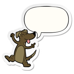 cartoon dancing dog and speech bubble sticker