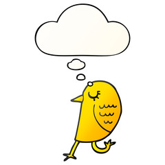 cartoon bird and thought bubble in smooth gradient style