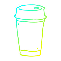 cold gradient line drawing cartoon coffee cup