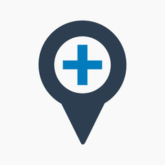 Hospital location icon. Flat style vector EPS.