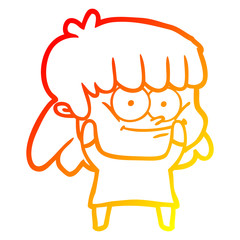 warm gradient line drawing cartoon smiling woman