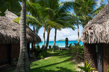 Bora Bora paradise bungalow Beach  and Jungle in French Polynesia