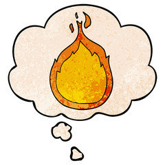 cartoon flames and thought bubble in grunge texture pattern style