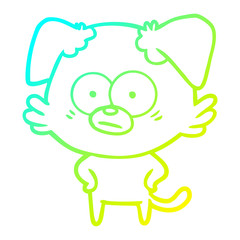 cold gradient line drawing nervous dog cartoon