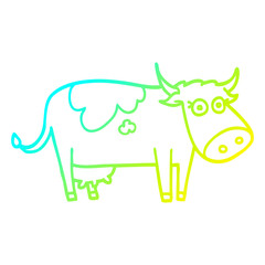 cold gradient line drawing cartoon farm cow