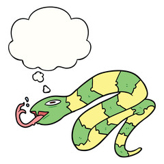 cartoon hissing snake and thought bubble