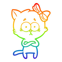 Obraz premium rainbow gradient line drawing cartoon cat