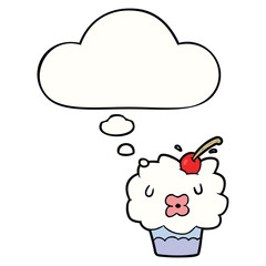 cartoon cupcake and thought bubble