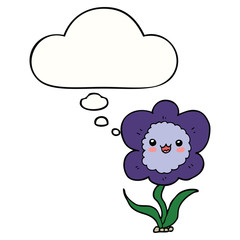 cartoon flower and thought bubble